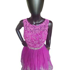 Purple Lace & Crystal Party Dress